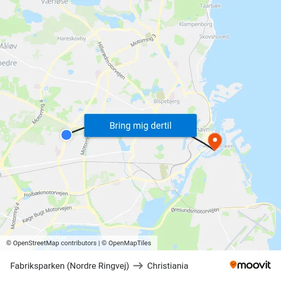 Fabriksparken (Nordre Ringvej) to Christiania map