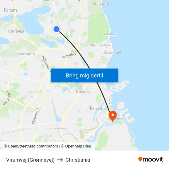 Virumvej (Grønnevej) to Christiania map
