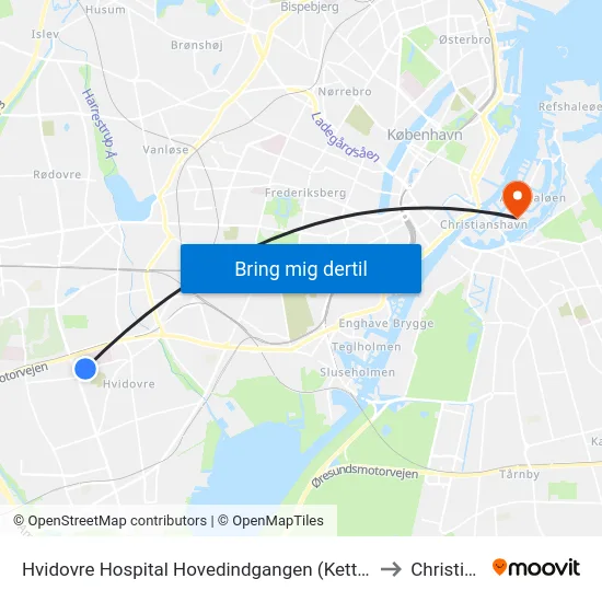 Hvidovre Hospital Hovedindgangen (Kettegård Allé) to Christiania map
