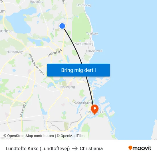 Lundtofte Kirke (Lundtoftevej) to Christiania map