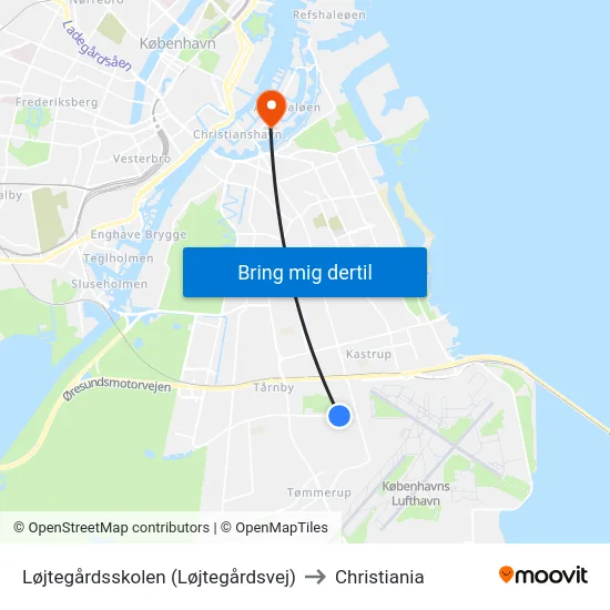 Løjtegårdsskolen (Løjtegårdsvej) to Christiania map