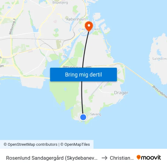 Rosenlund Sandagergård (Skydebanevej) to Christiania map