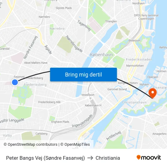 Peter Bangs Vej (Søndre Fasanvej) to Christiania map