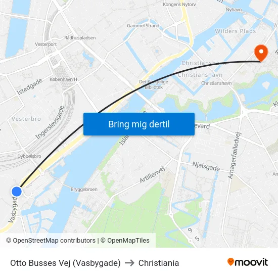 Otto Busses Vej (Vasbygade) to Christiania map