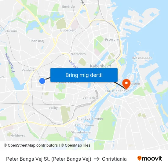 Peter Bangs Vej St. (Peter Bangs Vej) to Christiania map