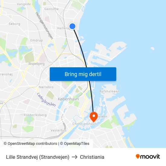 Lille Strandvej (Strandvejen) to Christiania map
