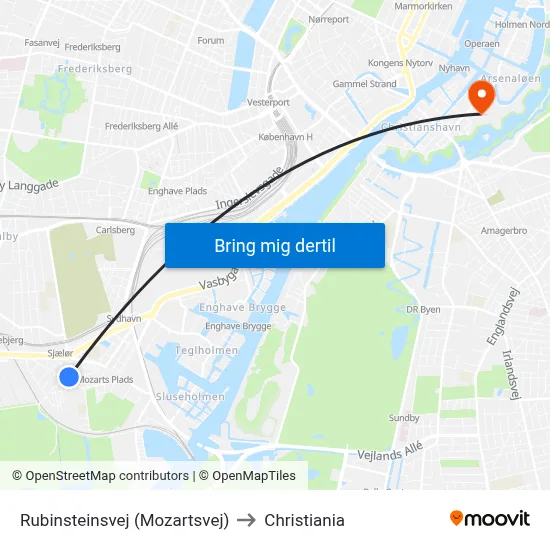 Rubinsteinsvej (Mozartsvej) to Christiania map