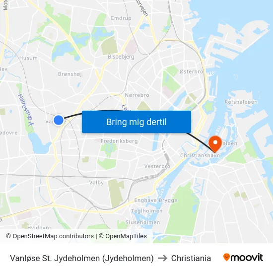 Vanløse St. Jydeholmen (Jydeholmen) to Christiania map