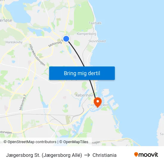 Jægersborg St. (Jægersborg Allé) to Christiania map