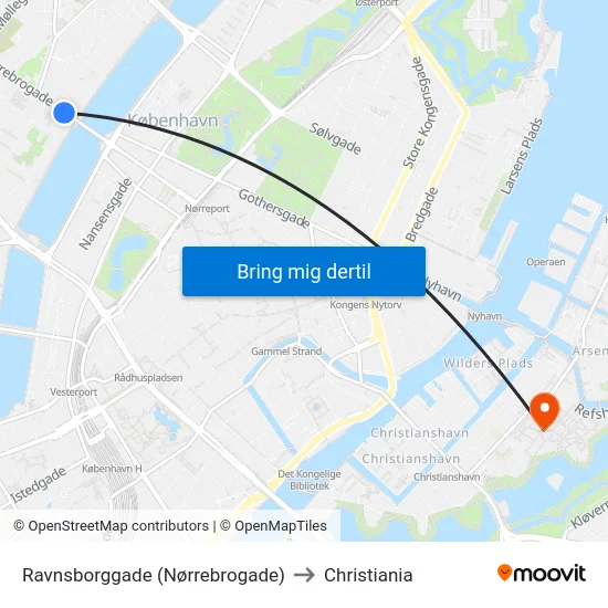 Ravnsborggade (Nørrebrogade) to Christiania map