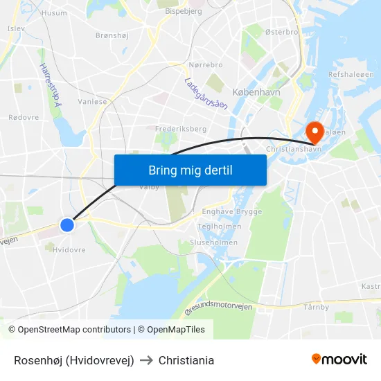 Rosenhøj (Hvidovrevej) to Christiania map
