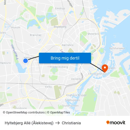 Hyltebjerg Allé (Ålekistevej) to Christiania map