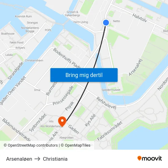 Arsenaløen to Christiania map