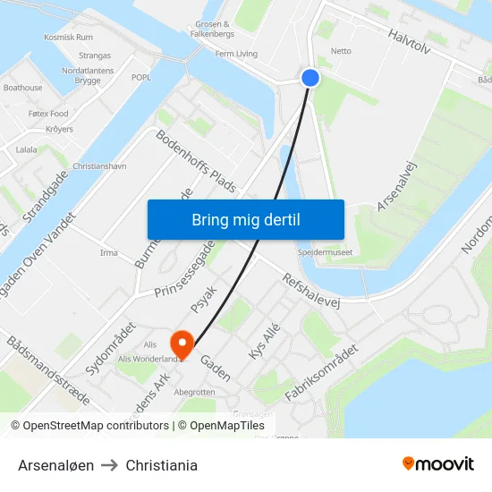 Arsenaløen to Christiania map