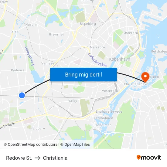 Rødovre St. to Christiania map