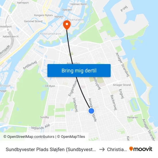 Sundbyvester Plads Sløjfen (Sundbyvester Plads) to Christiania map
