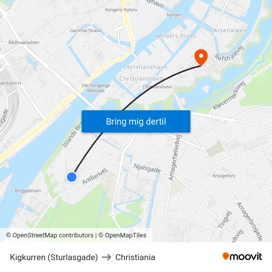 Kigkurren (Sturlasgade) to Christiania map