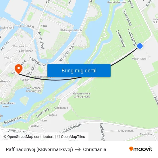 Raffinaderivej (Kløvermarksvej) to Christiania map