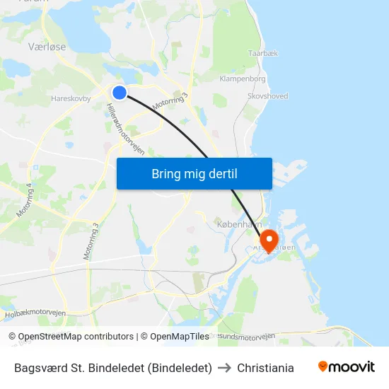 Bagsværd St. Bindeledet (Bindeledet) to Christiania map