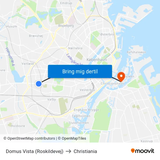 Domus Vista (Roskildevej) to Christiania map