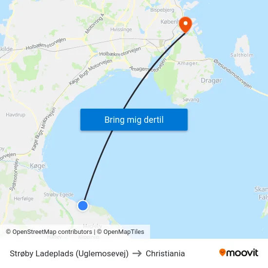 Strøby Ladeplads (Uglemosevej) to Christiania map