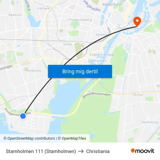 Stamholmen 111 (Stamholmen) to Christiania map