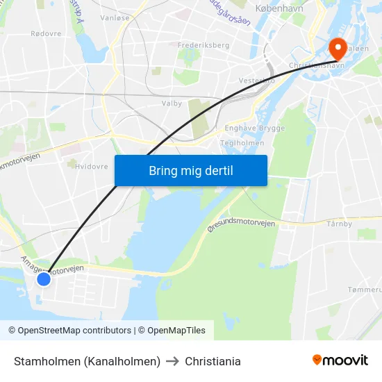 Stamholmen (Kanalholmen) to Christiania map