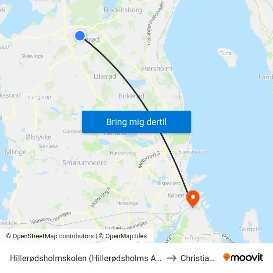 Hillerødsholmskolen (Hillerødsholms Allé) to Christiania map
