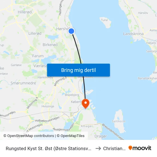 Rungsted Kyst St. Øst (Østre Stationsvej) to Christiania map