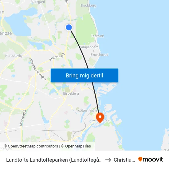Lundtofte Lundtofteparken (Lundtoftegårdsvej) to Christiania map