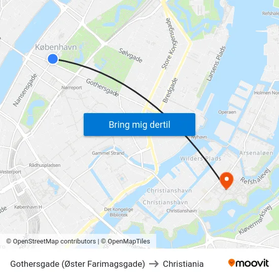 Gothersgade (Øster Farimagsgade) to Christiania map