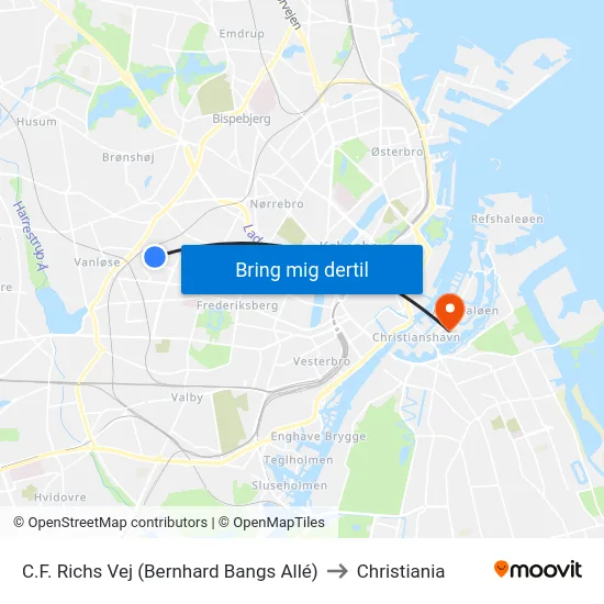 C.F. Richs Vej (Bernhard Bangs Allé) to Christiania map