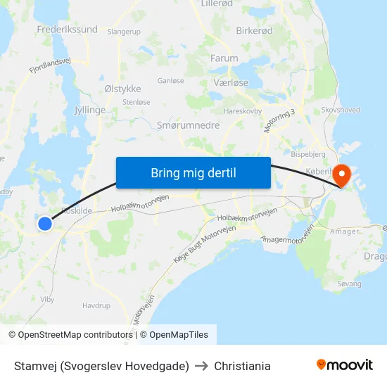 Stamvej (Svogerslev Hovedgade) to Christiania map