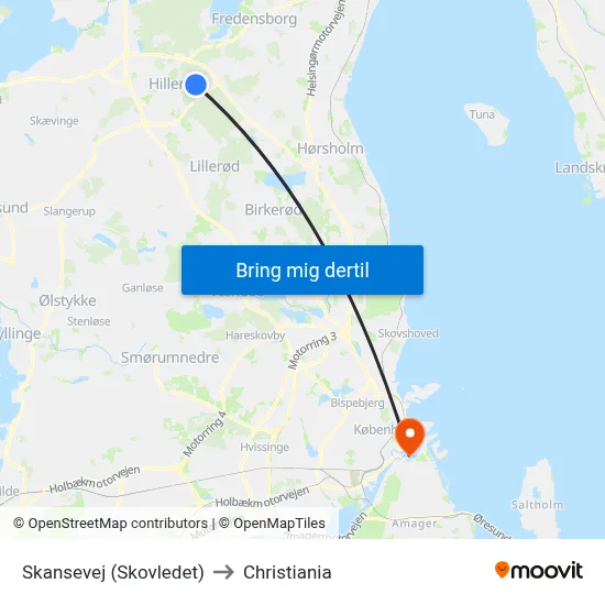 Skansevej (Skovledet) to Christiania map