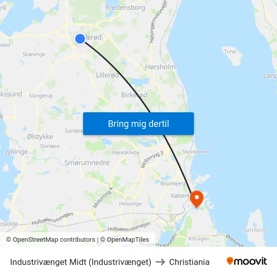 Industrivænget Midt (Industrivænget) to Christiania map
