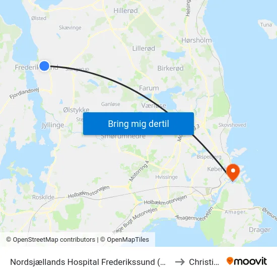 Nordsjællands Hospital Frederikssund (Hospitalvej) to Christiania map