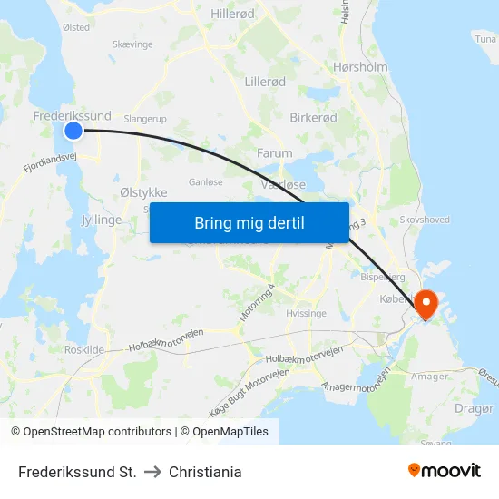 Frederikssund St. to Christiania map
