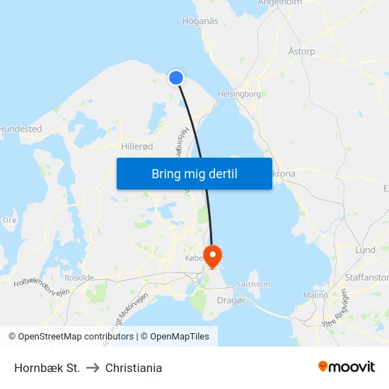 Hornbæk St. to Christiania map