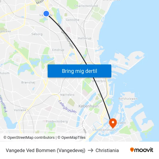 Vangede Ved Bommen (Vangedevej) to Christiania map