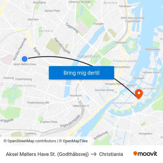 Aksel Møllers Have St. (Godthåbsvej) to Christiania map