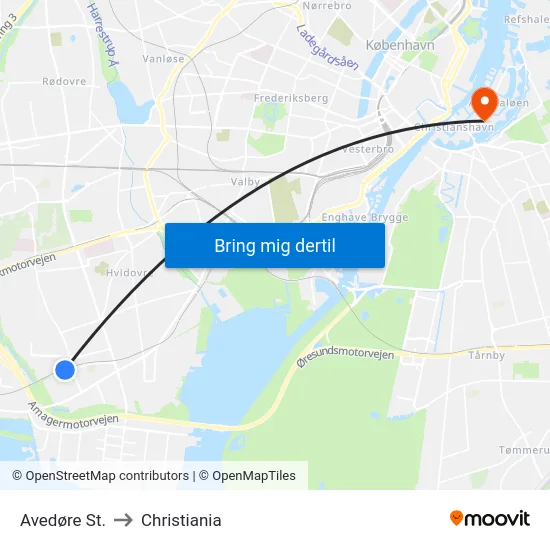Avedøre St. to Christiania map