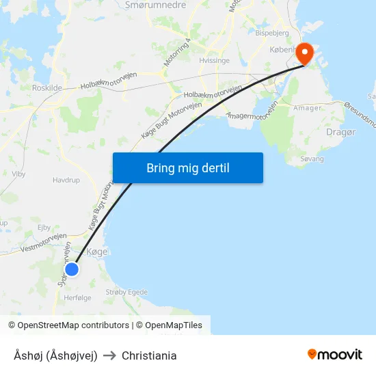 Åshøj (Åshøjvej) to Christiania map