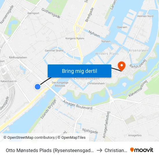 Otto Mønsteds Plads (Rysensteensgade) to Christiania map