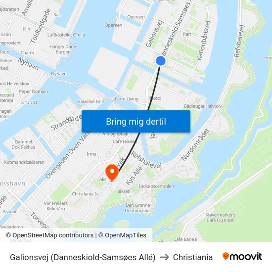 Galionsvej (Danneskiold-Samsøes Allé) to Christiania map