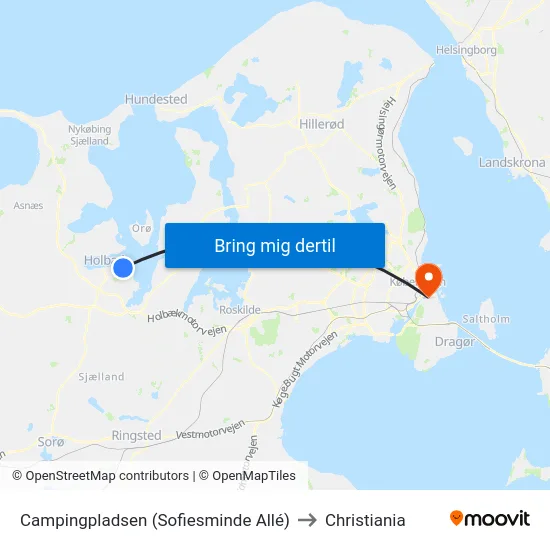 Campingpladsen (Sofiesminde Allé) to Christiania map