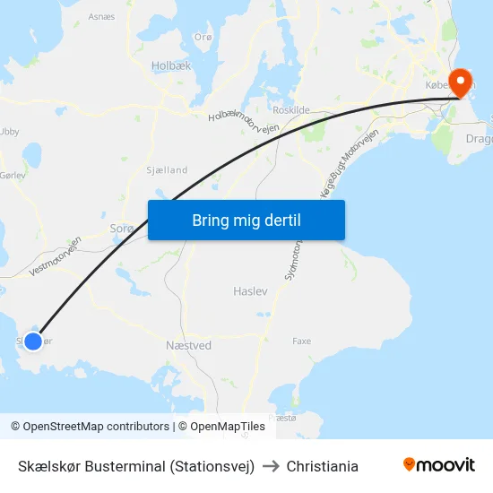 Skælskør Busterminal (Stationsvej) to Christiania map
