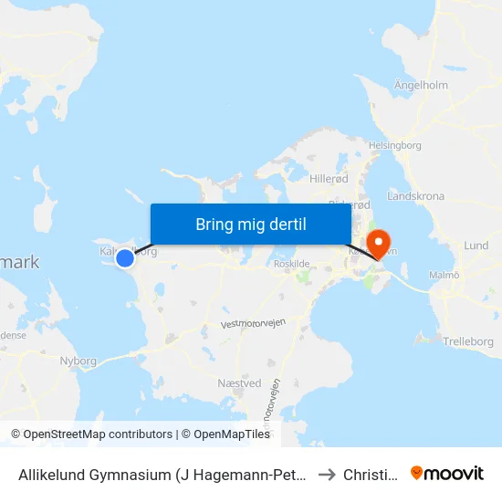 Allikelund Gymnasium (J Hagemann-Petersens Allé) to Christiania map