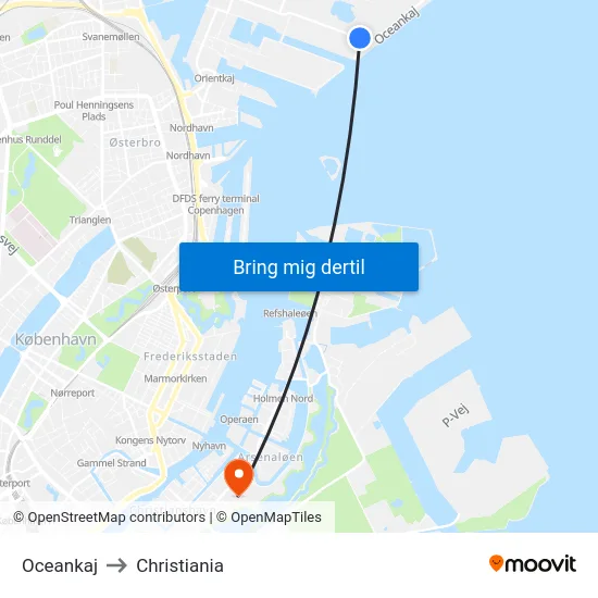 Oceankaj to Christiania map