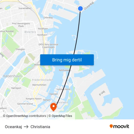 Oceankaj to Christiania map
