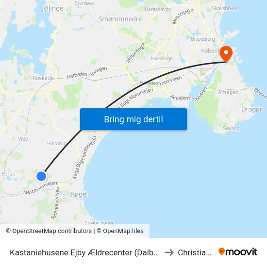 Kastaniehusene Ejby Ældrecenter (Dalbyvej) to Christiania map